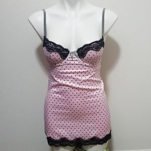 VS Pink Polka Dots Pushup Sexy Lingerie Nightgown